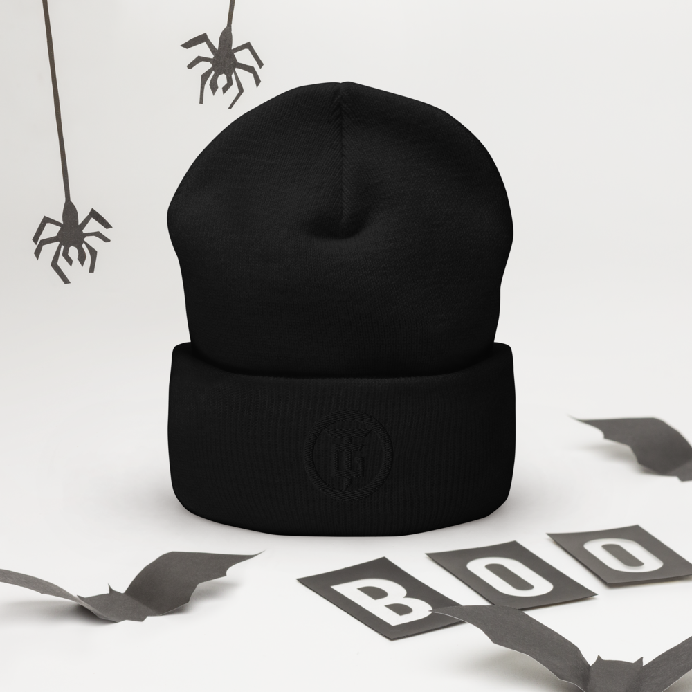 TG Logo Black on Black Cuffed Beanie