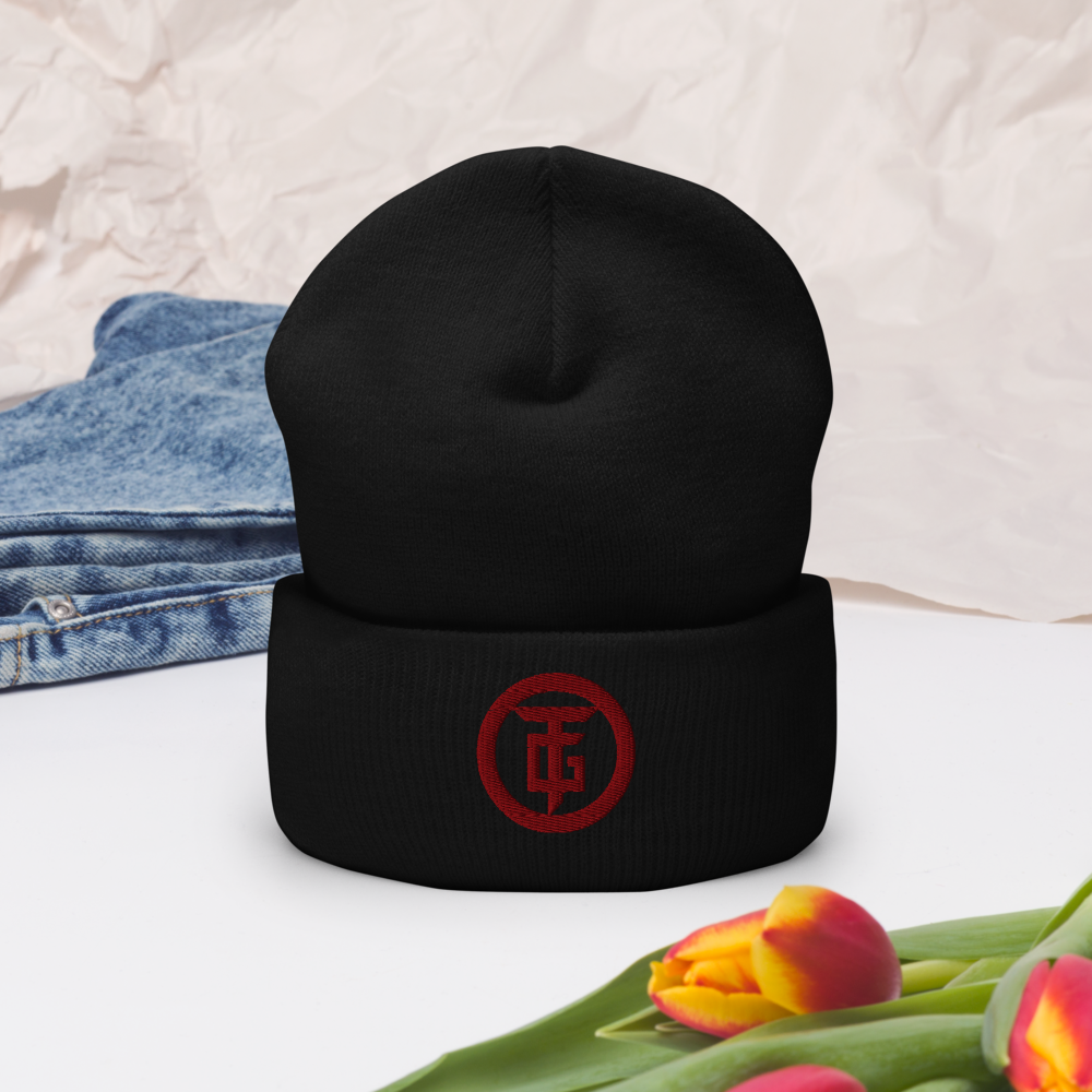 Black with Red logo Cuffed Beanie