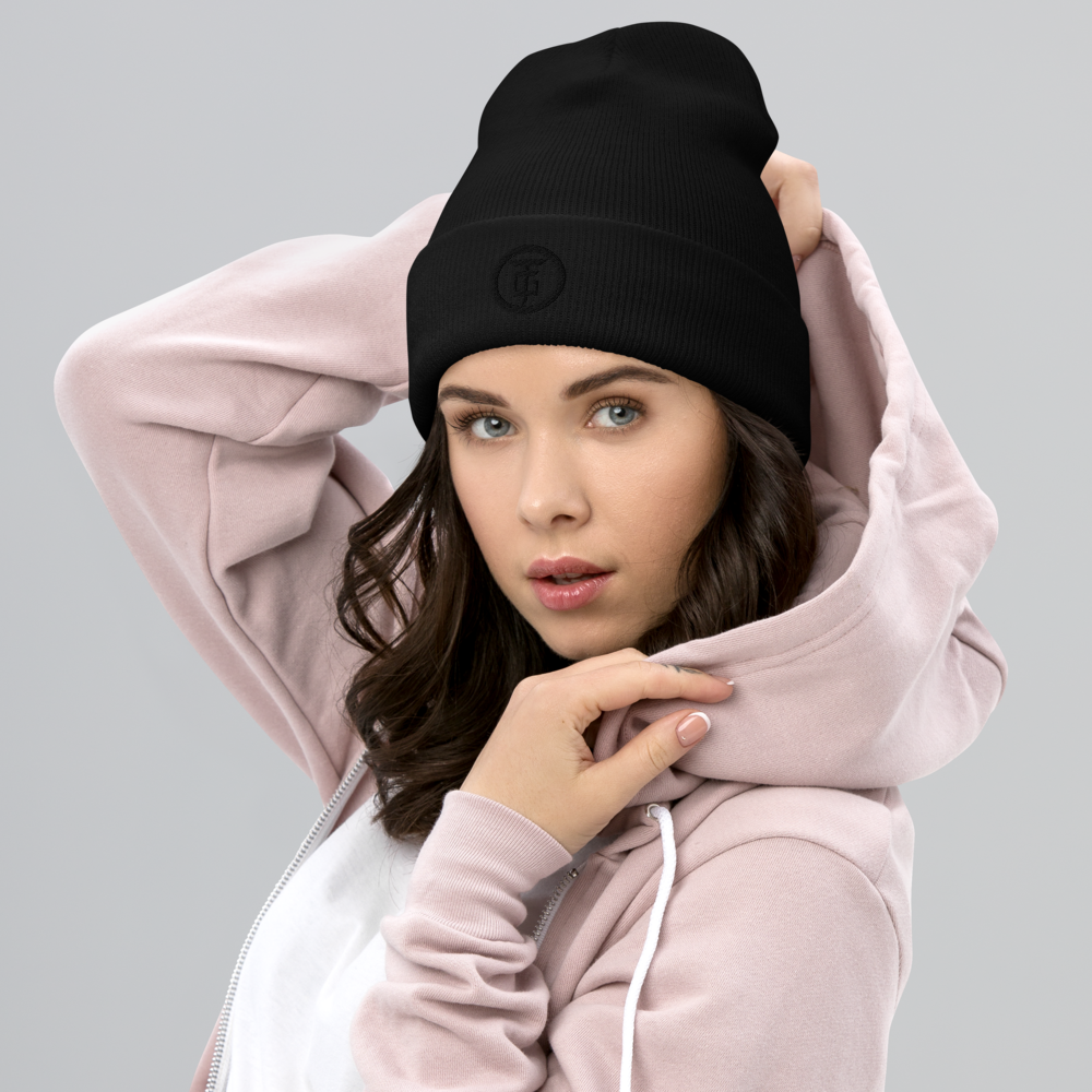 TG Logo Black on Black Cuffed Beanie