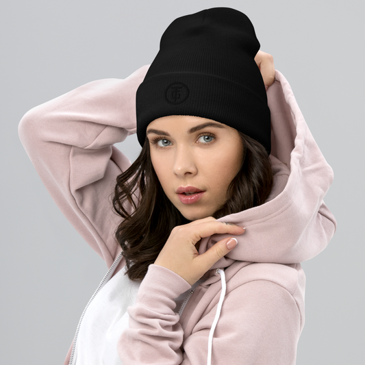 TG Logo Black on Black Cuffed Beanie