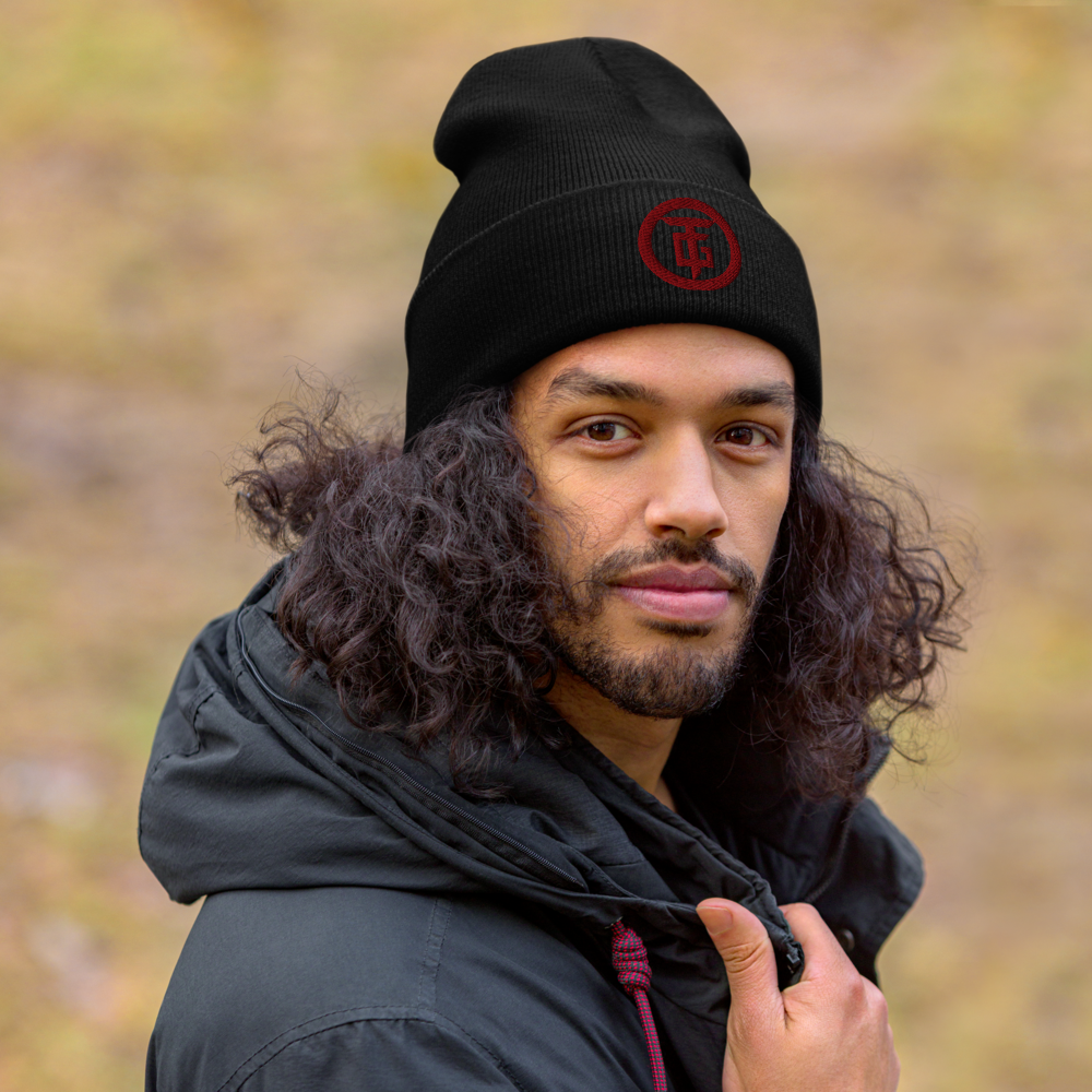 Black with Red logo Cuffed Beanie